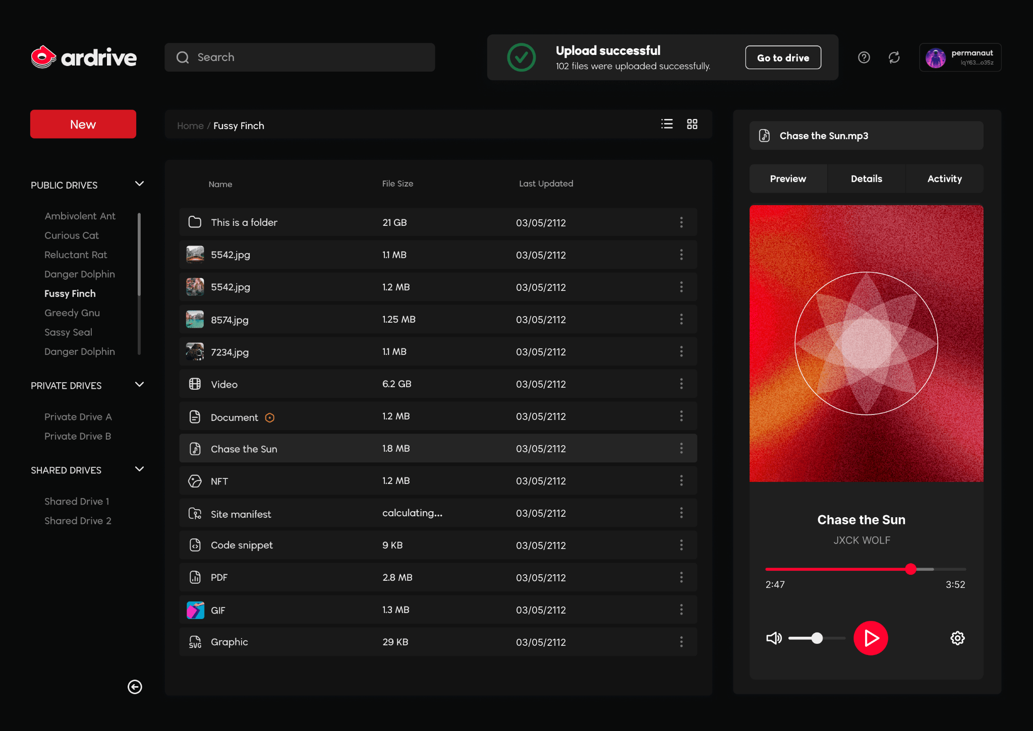 ArDrive file manager interface